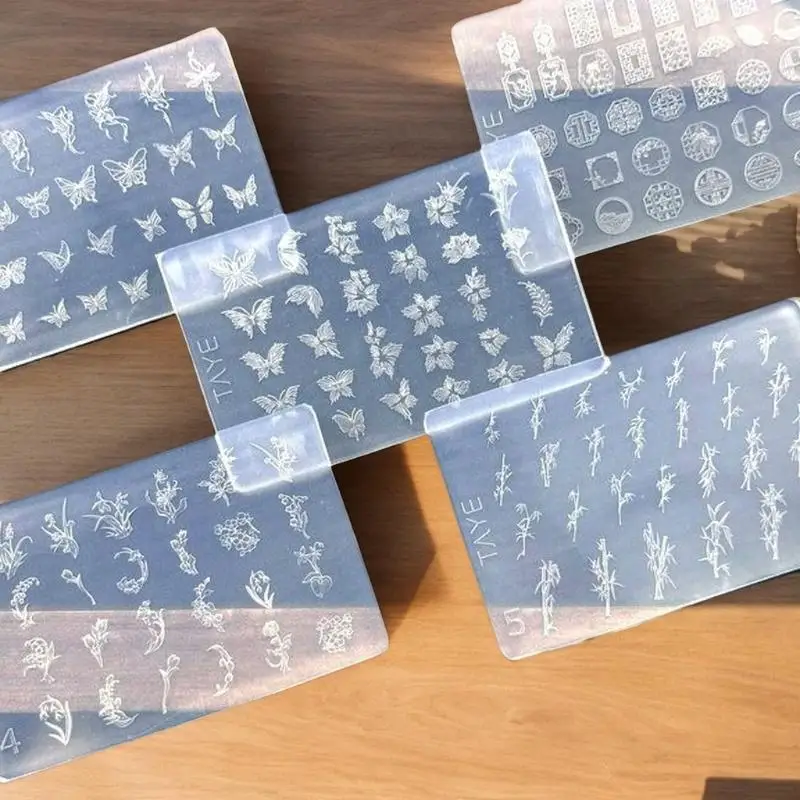 Butterfly Flower 3D Silicone Nail Mold - DIY Vintage Floral Frame, Transparent Relief Template For Nail Art Tools