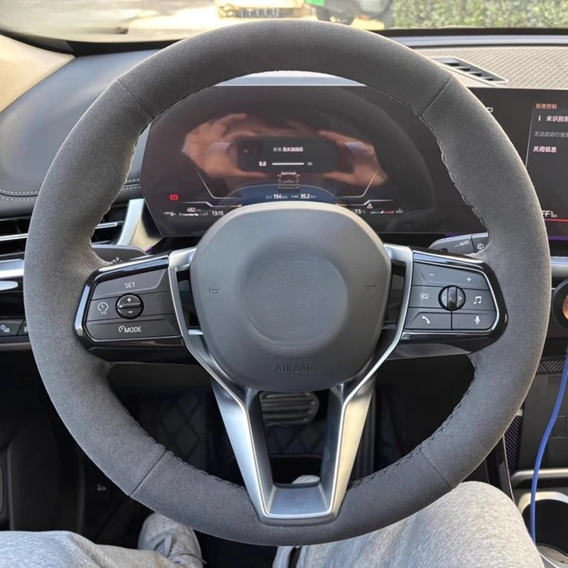 

Сшитый вручную нескользящий прочный замшевый чехол на руль из наппа для BMW X1 iX1 X2 i5 2024, аксессуары для салона автомобиля