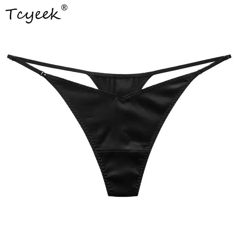 

Tcyeek 93% сексуальные трусы из шелка шелковицы, женские шелковистые стринги со средней талией, прозрачная эротическая Т-образная спинка, новинка весны и лета 2024, P41941QM