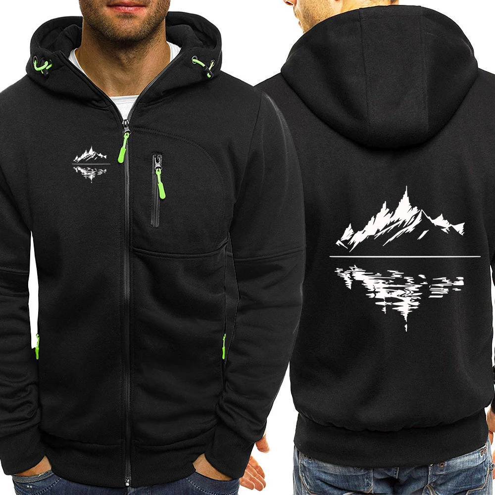 2026 Mountain Reflection Print Men's New 2025 Spring And Autumn Three-Color Zipper Leisure Hoodies Fashion Comfortable Jacket