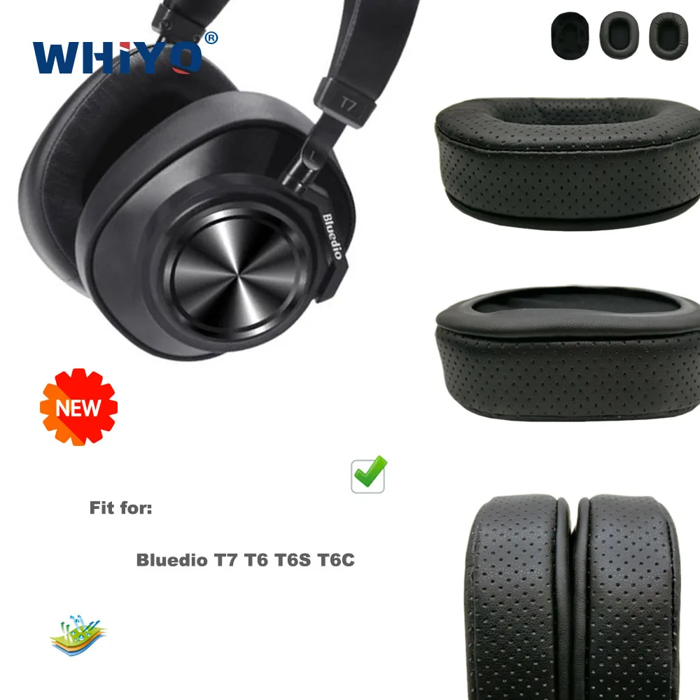 Almohadillas de repuesto para auriculares Bluedio T7 T6 T6S T6C, piezas de auriculares, cojín de cuero, orejera de terciopelo, nueva actualización
