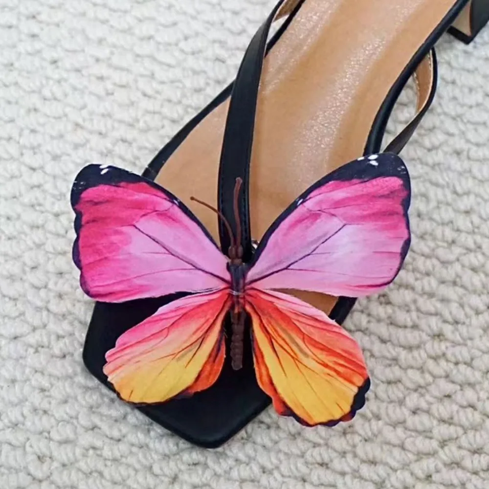 1 Pair Simulation Coloful Thai Fairy Butterfly Flower Shoe Buckles Butterfly Orchid Decorate The Upper Simulation Buckles Decor