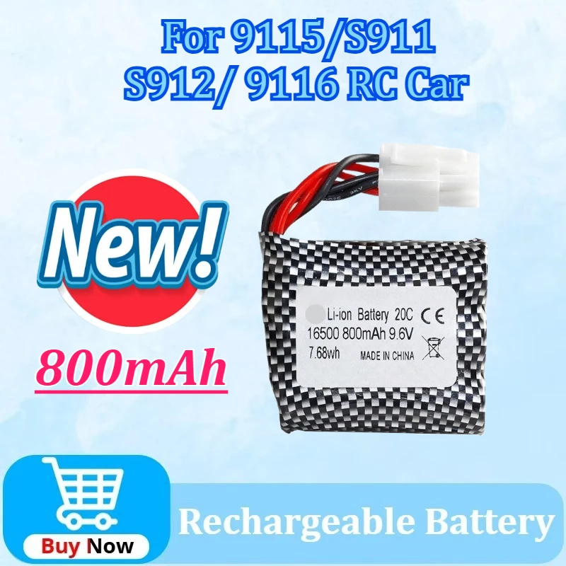 

9.6v 800mAh 20C Li-ion Battery for 9115 S911 S912 9116 RC Car RC for Monster Truck EL6P SM-6P EL-2P Parts Rechargeable Battery