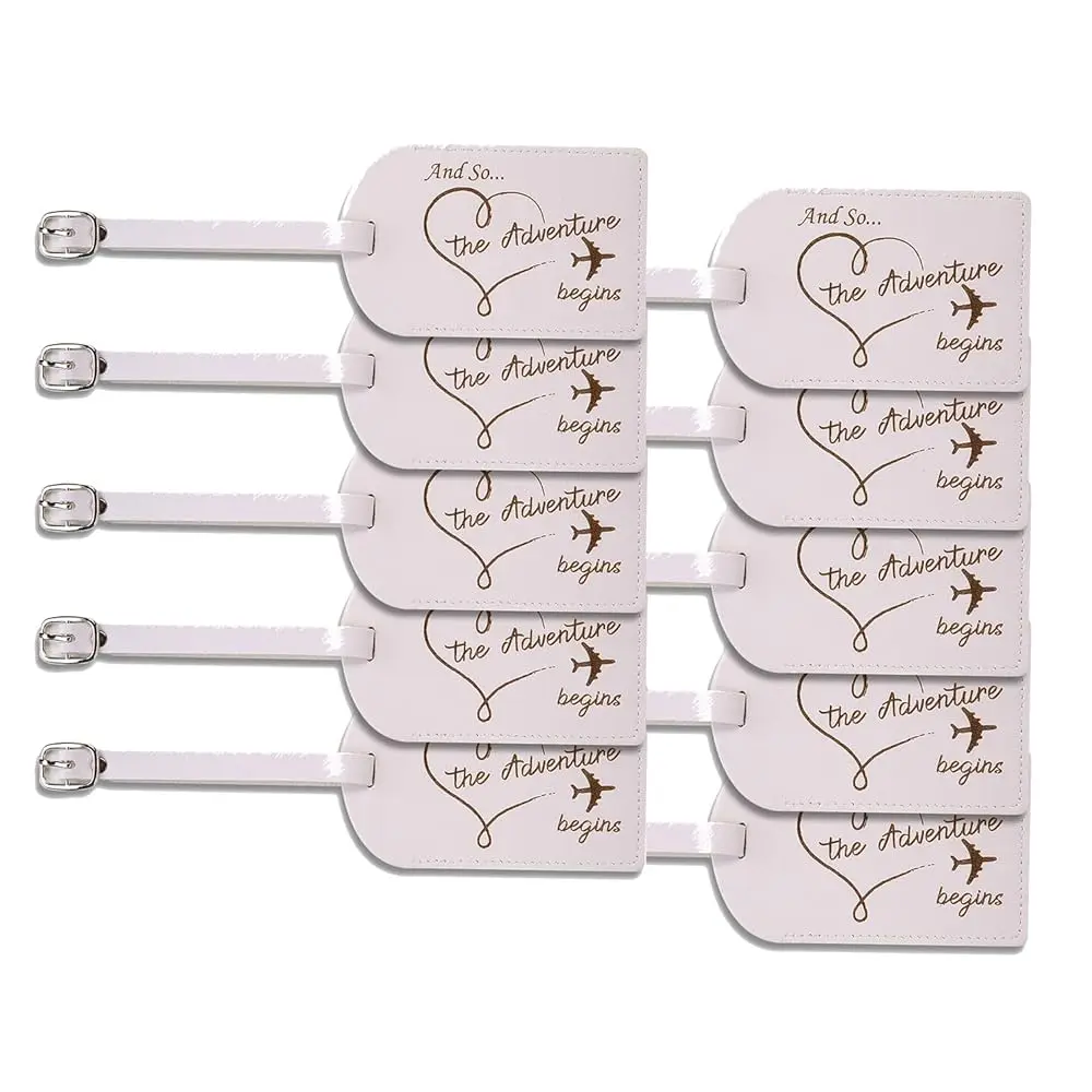 

Free ShippingSet of 10 Custom White Leather Luggage Tag, Wedding Favors, Wedding Gift for Guests, Bridal Shower Favors, Traveler