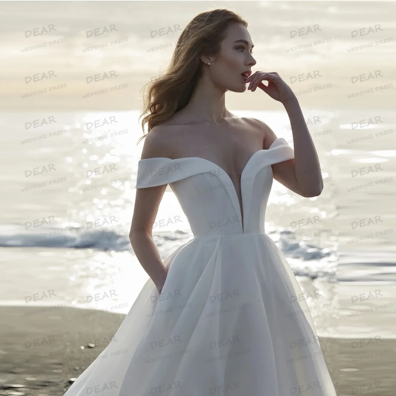 Einfache Satin-formale Brautkleider für Damen, A-Linie, ärmellos, schulterfrei, rückenfrei, Brautkleider 2022, Vestido De Novia, individuell gestaltet