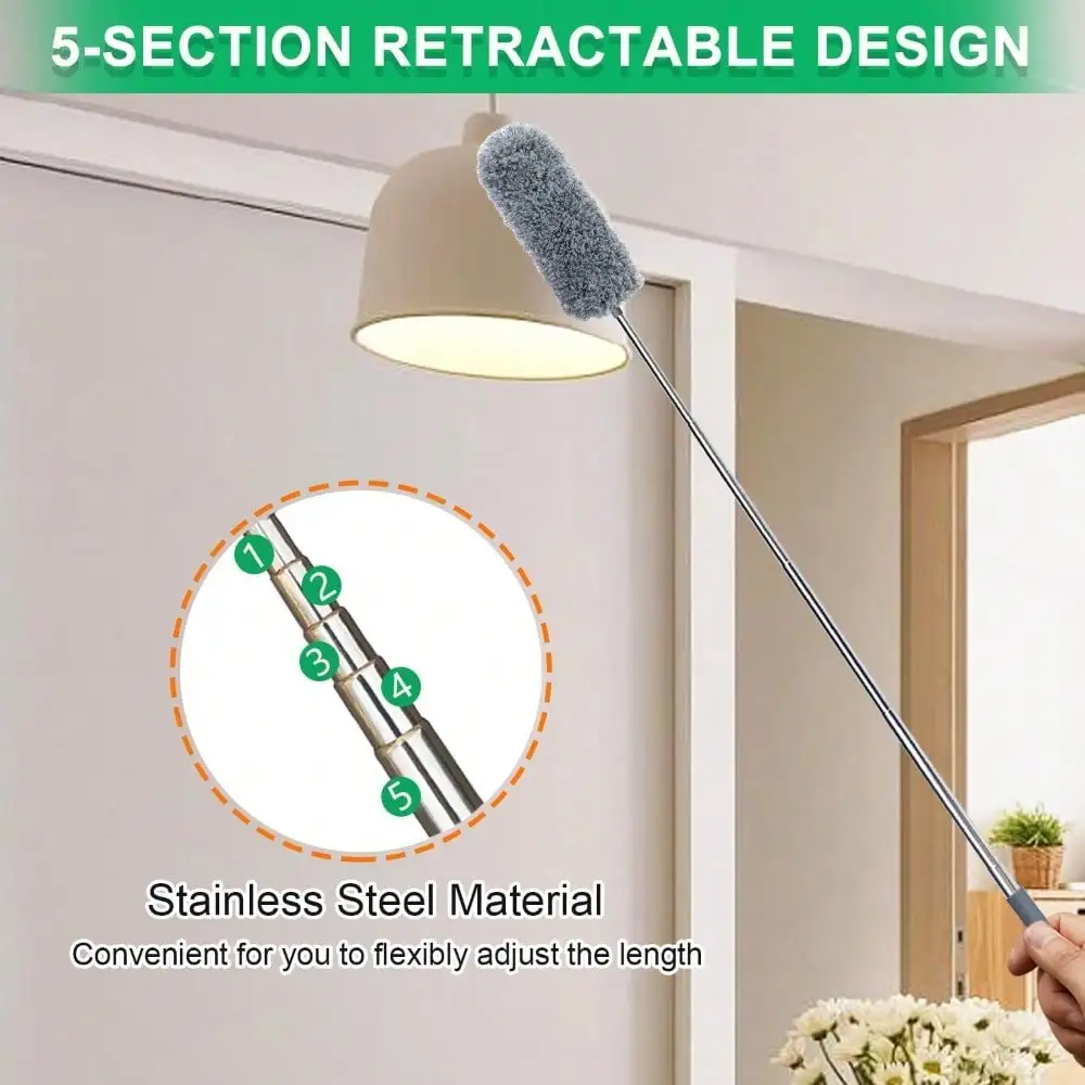Extendable Microfiber Duster For Cleaning With Washable Head Small Duster For Office Car Window And Furniture image 5