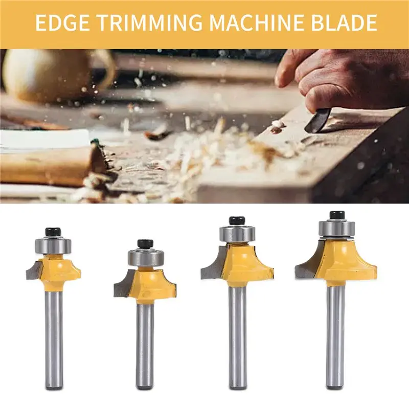 ABVG-4Pcs 1/4 Inch Shank Round Over Router Bits Corner Rounding Edge-Forming Edging Tool Set, 5/16 Inch 3/16 Inch 1/4 Inch 1/8
