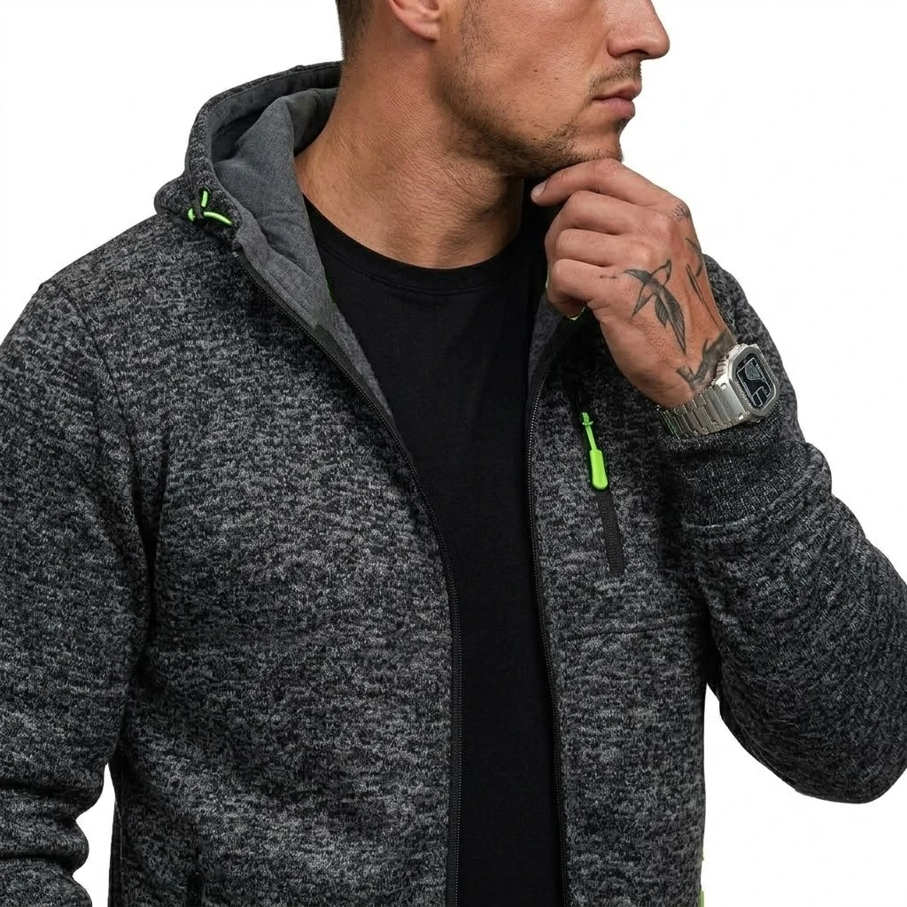 Herren-Kapuzenpullover mit Reißverschluss, Farbblock-Hoodie, Langarmjacke für Herren, Herbst-Outwear, Pullover mit mehreren Taschen, Sportbekleidung – Detail 4