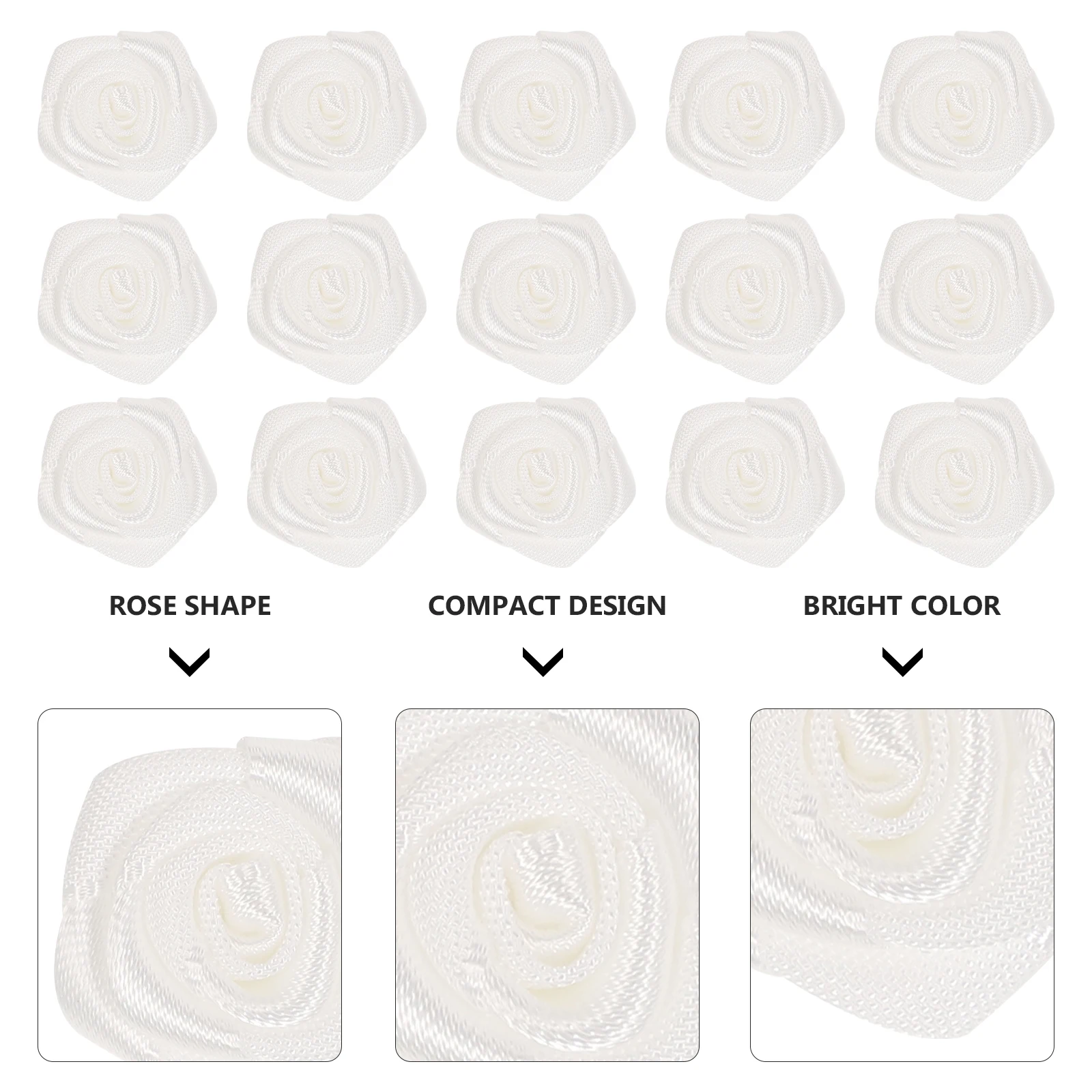 

100 pcs Ribbon Rose Miniature Polyester Flowers DIY Crafts Decorative for Wedding Embellishments Dacron Material