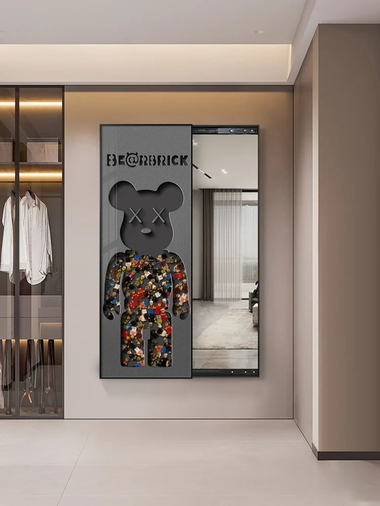 Violent Bear Trend Vestibule Full-length Mirrors for Bedroom, Hanging, Home, Living Room, Creative Hidden Push-Pull