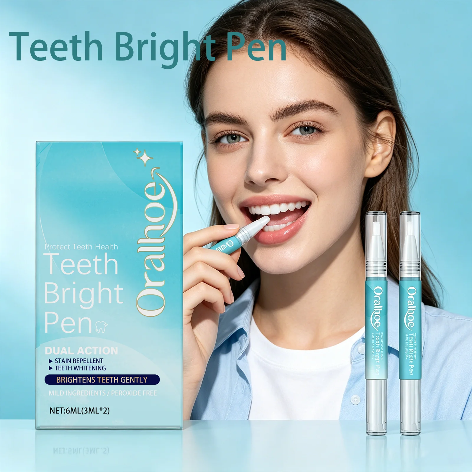 Whitening Pen Bleach - ปากกาฟอกฟันขาว Oralhoe ไม่เจ็บ ไม่ระคายเคือง ทำความสะอาดล้ำลึก ขจัดคราบฟัน