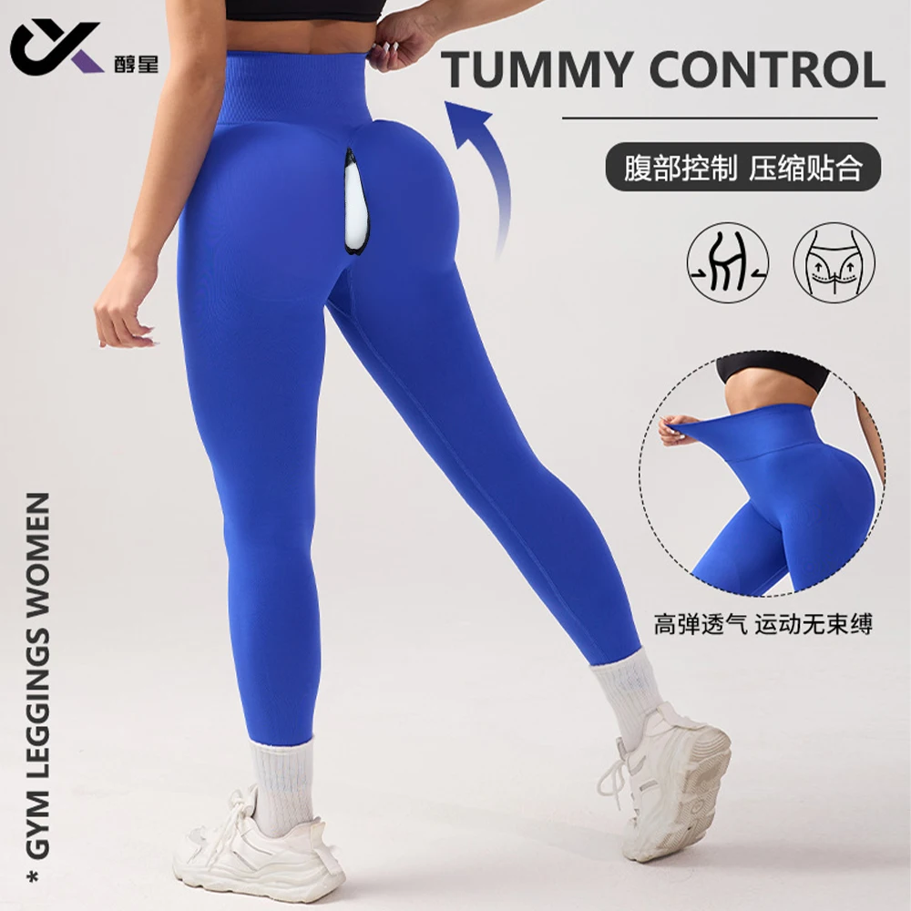 

Extended Zipper Seamless Workout Women Leggings Tummy Control High Waist Sports Gym Yoga Pants