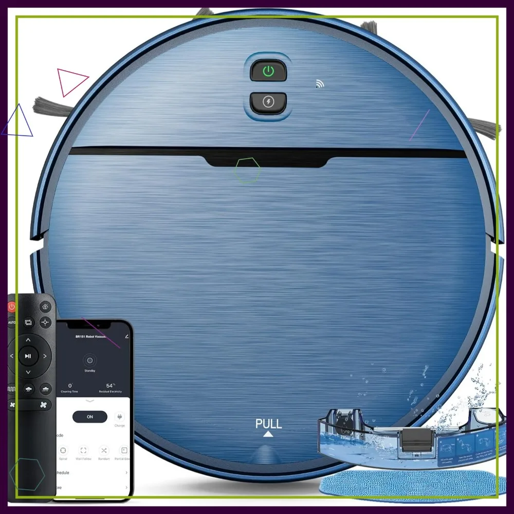 Robot Vacuum and Mop Combo, 2-in-1 Smart Cleaner with WiFi/App, Strong Suction, Self-Charging, Slim for Pet Hair