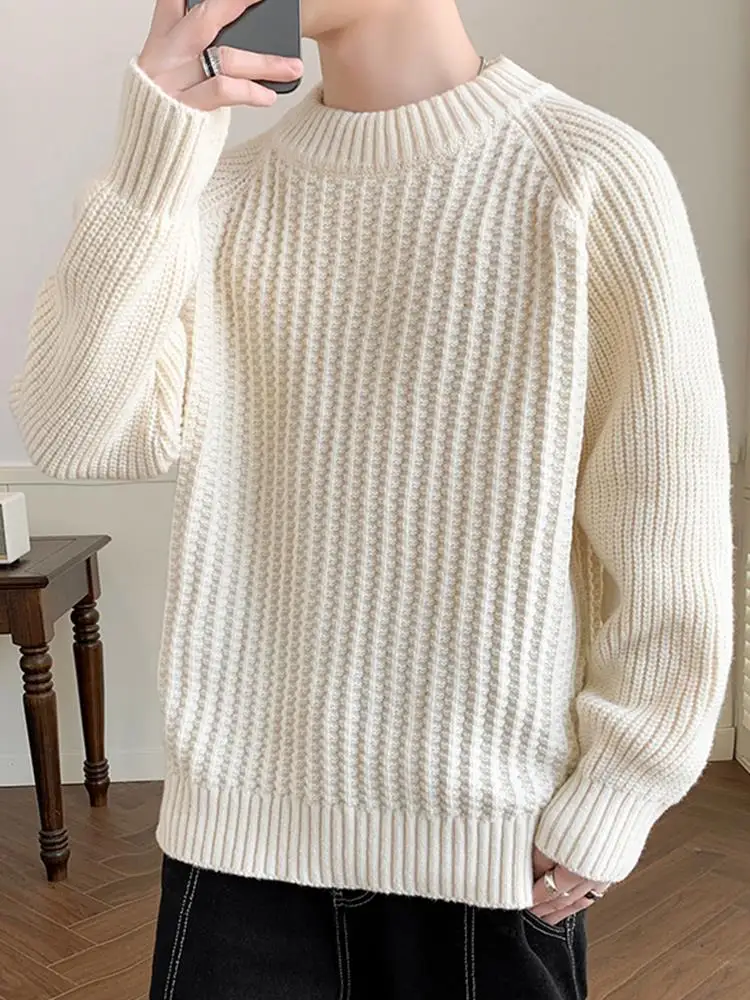 

Men's round Ne Knitted Sweater Thiened Winter Faion Inner Wear Casual Loose Fit Polyester Fiber Long Sve Sweatirt