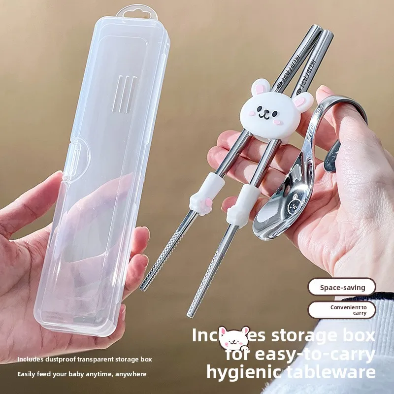 

Lup Children's Training Fork Spoon ort Handle Bent Handle Practice Chopstis Baby Toddler Self Feeding Dining Utensils