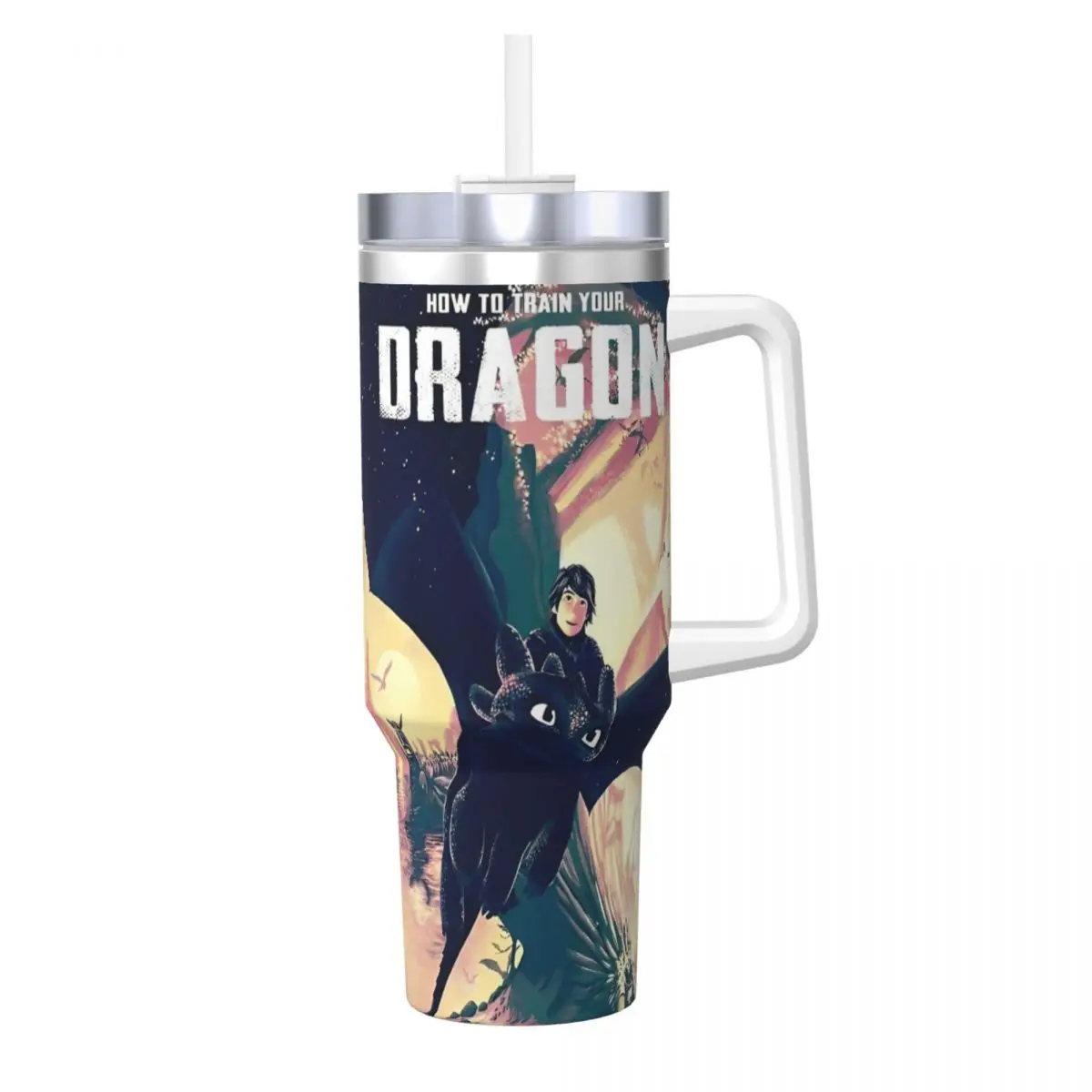

How To Train Your Dragon Stainless Steel Tumbler Travel Coffee Mug With Straws and Lid Large Capacity Hot Drinks Water Bottle