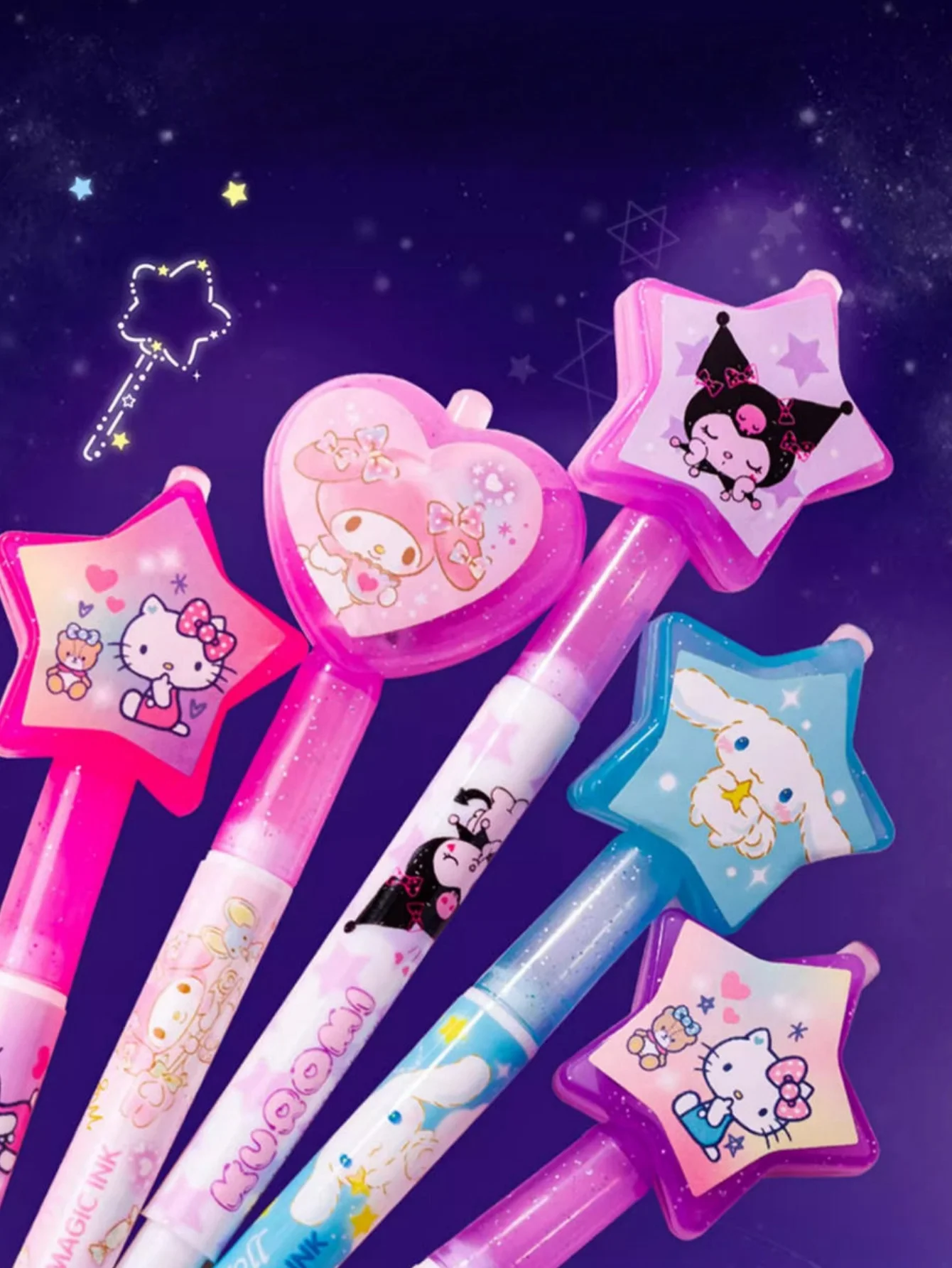 2 Stück Kuromi Cinnamon Roll Unsichtbare Fluoreszierende Marker UV-Licht-Stifte My Melody Secret Pen Geschenke für Schüler – Detail 5