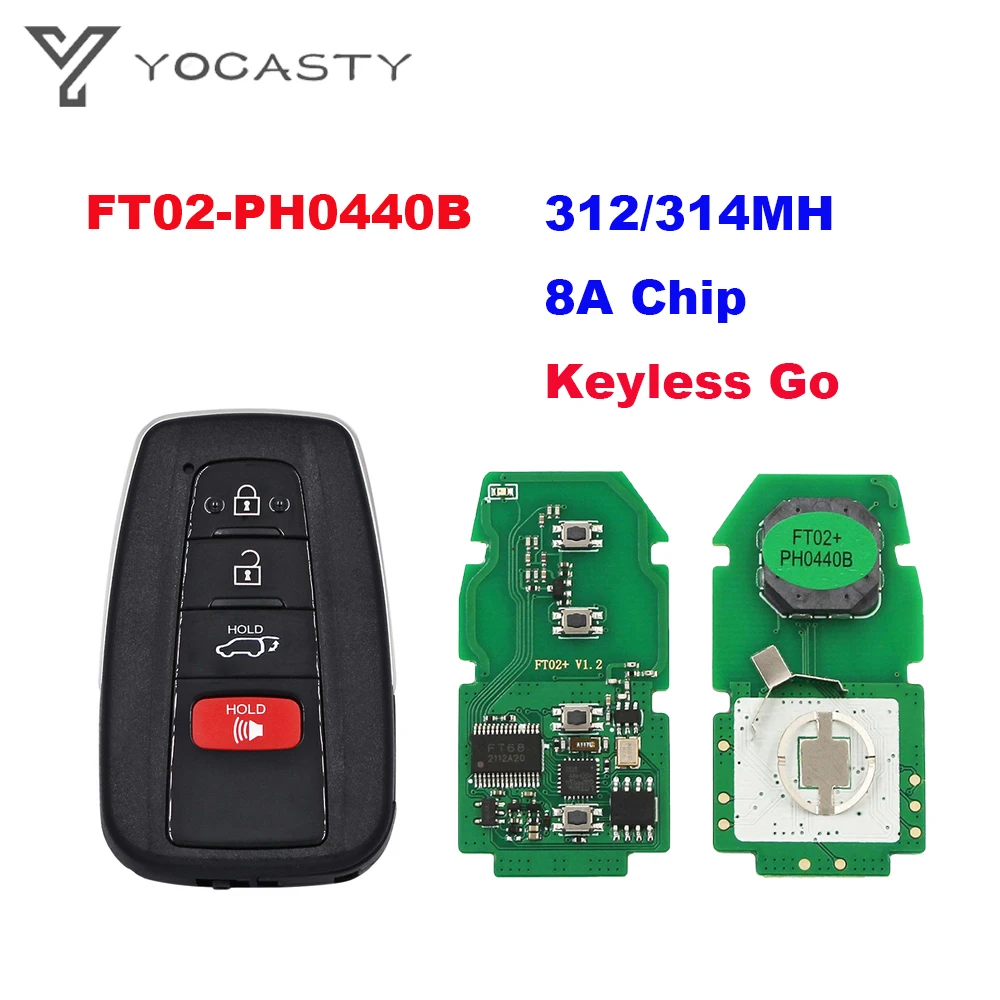 4 pcs Lonsdor FT02-PH0440B Update Version of FT11-H0410C 312/314MHz 8A Chip For Toyota RAV4 Avalon Smart Key