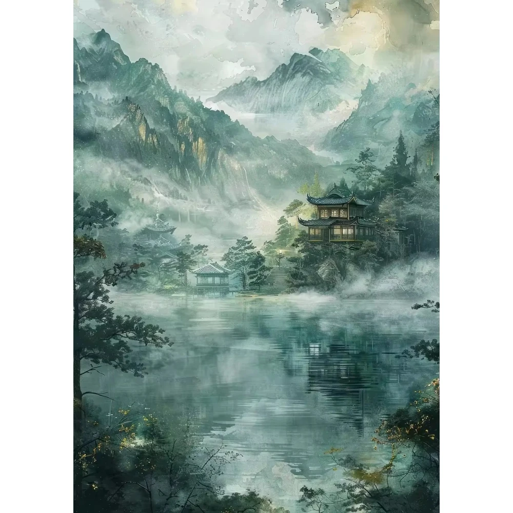 

500/1000/1200/2000 PCS Jigsaw Puzzles Pavilion Mountains Landscape Family Activity Relaxing Game for Living Room Home Decor Gift