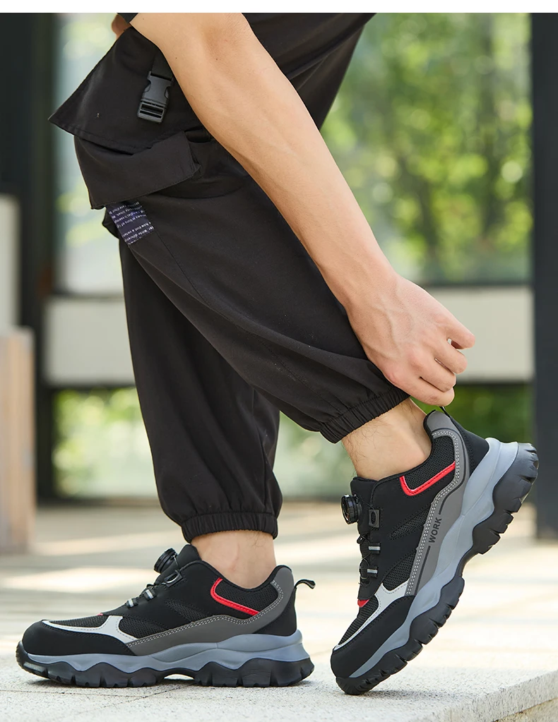Indestructible Steel Toe Work Shoes for Men Rotating Button Safety Shoes Lightweight Construction Work Safety Shoes