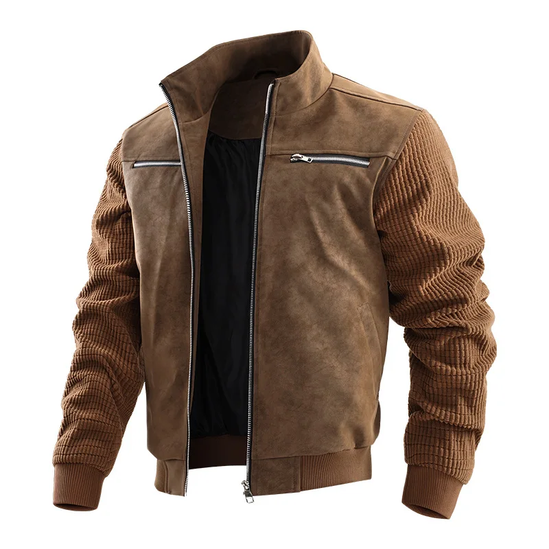 2026 Autumn Men's High Street Fashion Stand-up Collar Simple Loose Jacket