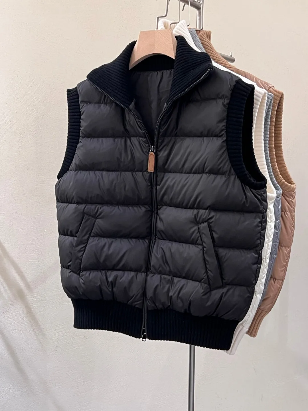 High Quality Cashmere Knitted Collar Goose Down Vest