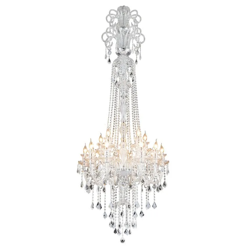 Stair chandelier European crystal lamp Living room lamp, modern simple dining room lamp Duplex building Villa hotel hall lamp