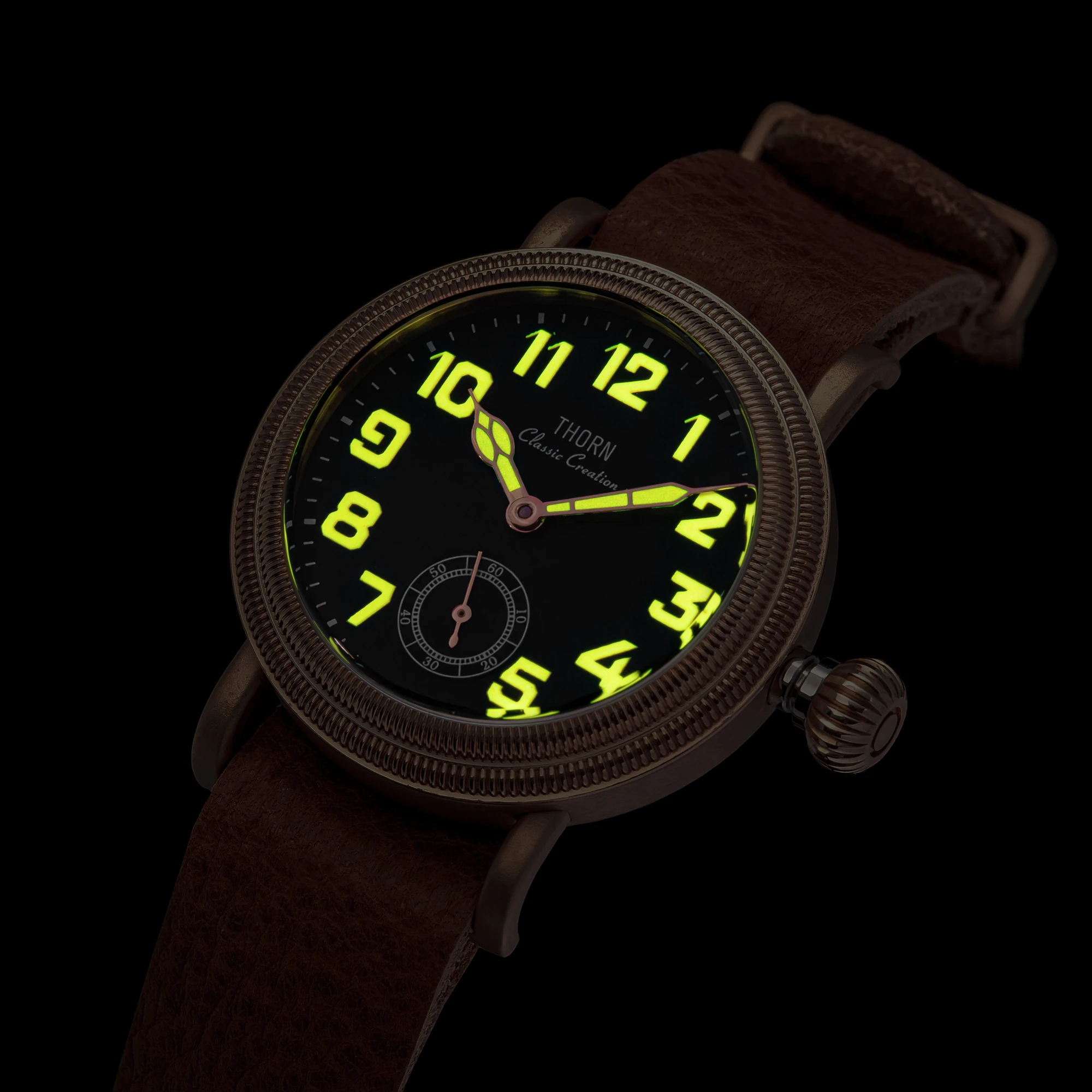 【T013】THORN Uhr 36 mm Durchmesser Vintage Fliegeruhr ST1700 Handaufzug Mechanische Uhrwerkuhr Schweizer Leuchtkraft – Detail 39