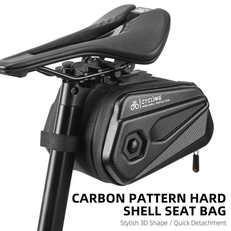 

2.6L Bike Saddle Bag Hard Shell Adjustable Mount Easy Install for Mountain Road Bicycle Storage Bicycle Seat Tail Pack
