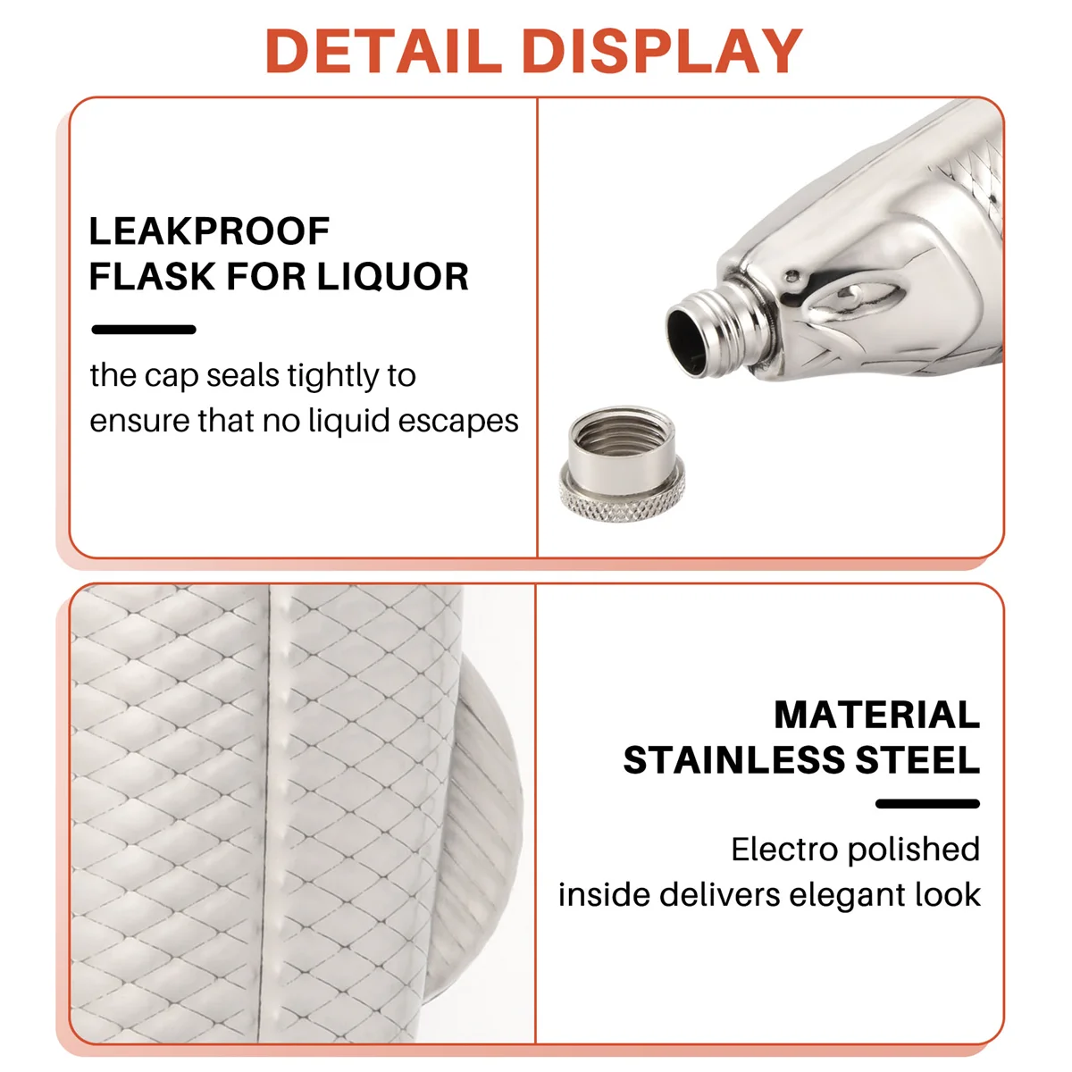 Qualitative 1 Set Fish-Shape Hip Flask 5Oz Bottle Mini Pocket Flask Stainless Steel Party Drinkware for Outdoor
