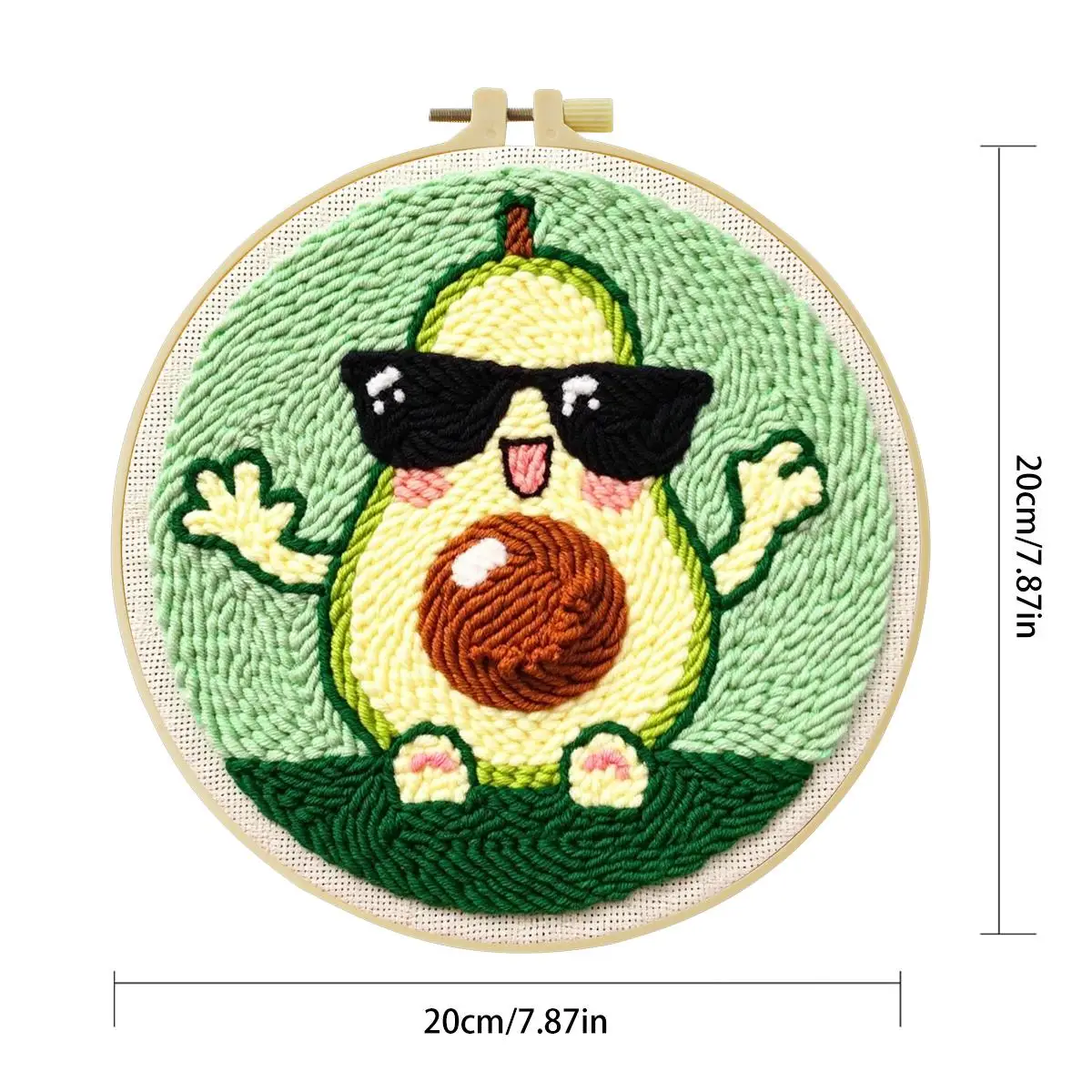 20X20CM/7,87 Zoll Obst - Avocado Punch-Nadel-Stickerei-Set, Stickerei-Kit, Gestrickte Stickerei, DIY Handgemachtes Geschenk – Detail 4