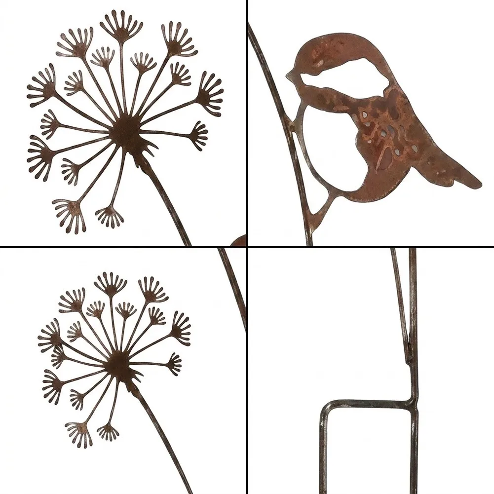 Courtyard Decoration for Garden Areas with Metal Base and Floral Butterfly Design Intended for Soil Installation