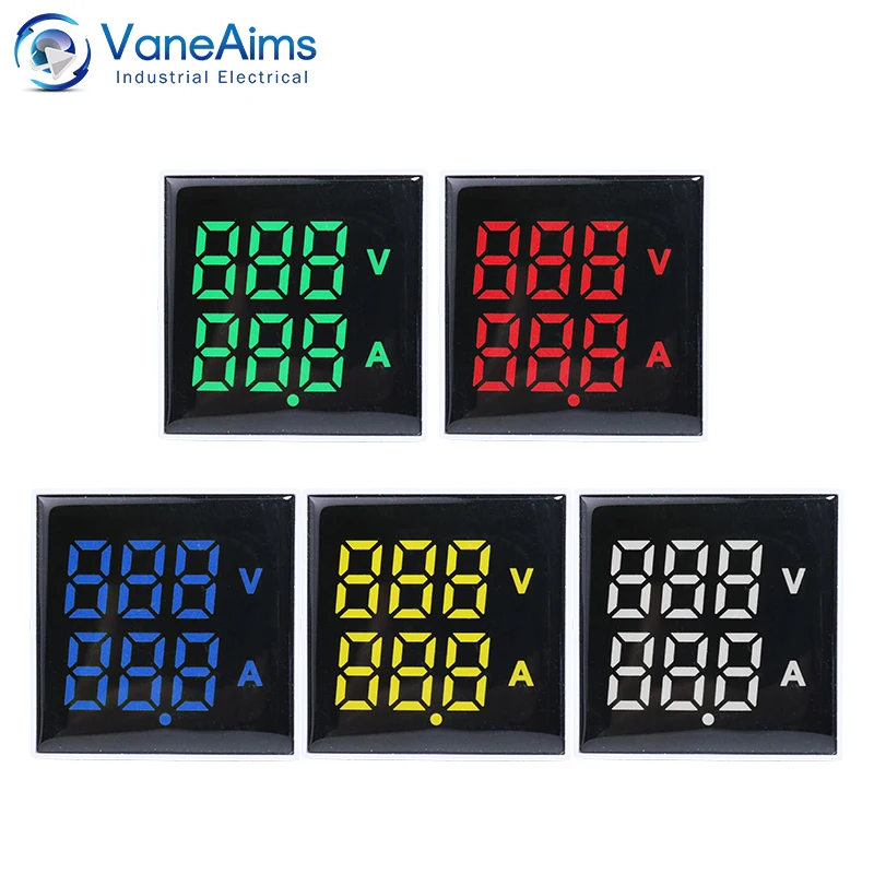 AC LED Digital Voltmeter Ammeter AC60-500V 0-100A Big Square Panel Voltage Current Dual Digital Display Meter Volt Amp Tester