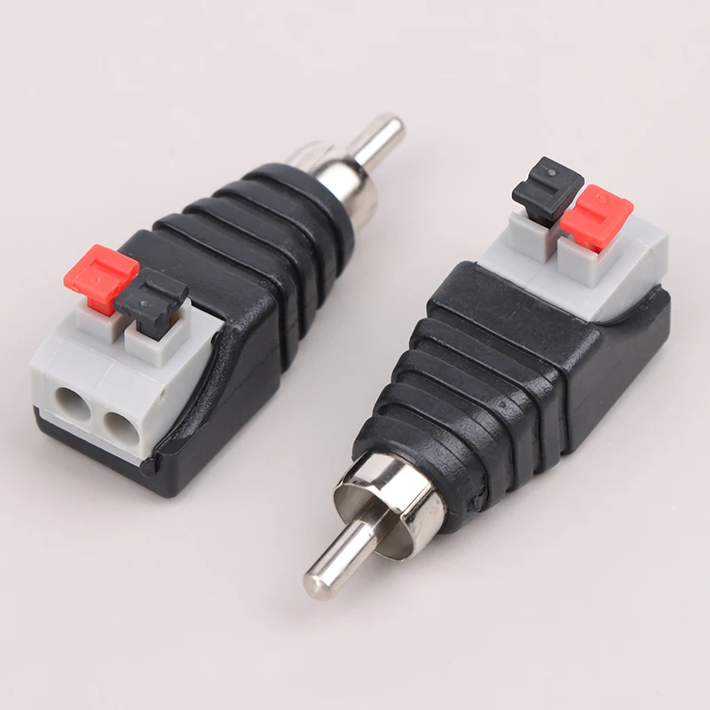 2Pcs Speaker Wire Cable To Audio Male Cable Jack Quick Press Plug RCA Connector Adapter Speaker Connector Universal Cable