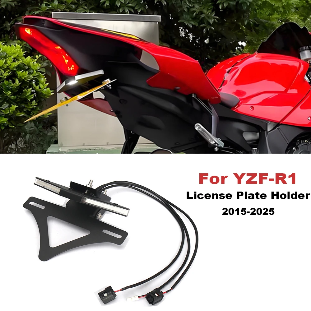 

For YAMAHA YZF R1 YZF R1M YZF-R1M 2015-2025 Motorcycle License Plate Holder Short Tail Fender Eliminator Tidy LED Turn Signal