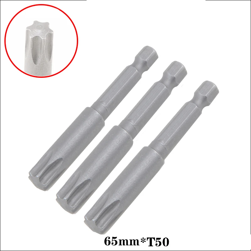 

5pcs/lot 65mm Length S2 alloy Steel Electric 1/4 inch Hex Shank Torx Screwdrivers Bit T50 Torx Head Drill Bits hand tools