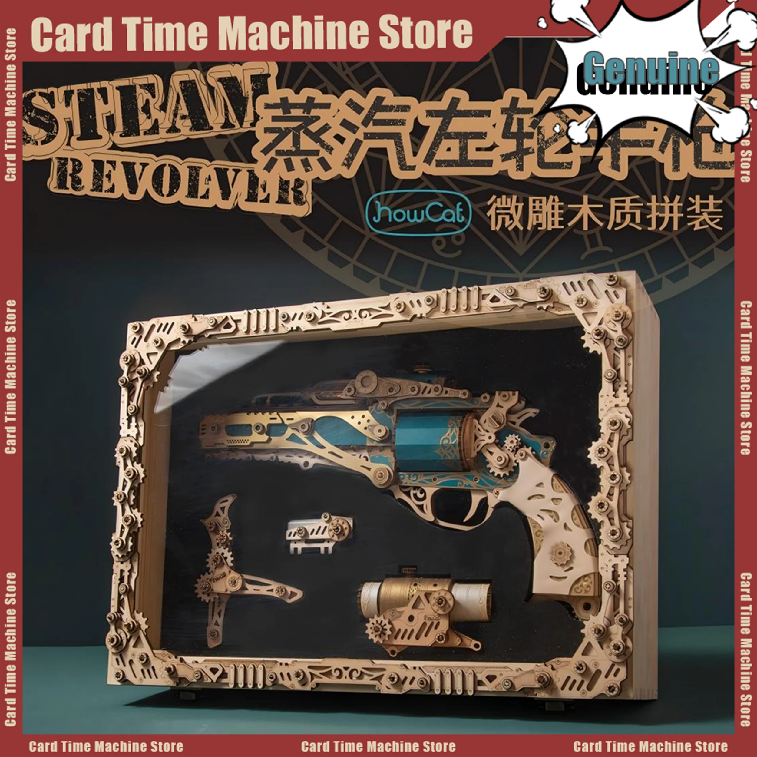 Wie Katze Dampf Revolver Sammlung Box CHOPIGOO DIY 3D Holz Puzzle Montage Modell Kits Spielzeug für Kinder Geburtstag Bausteine