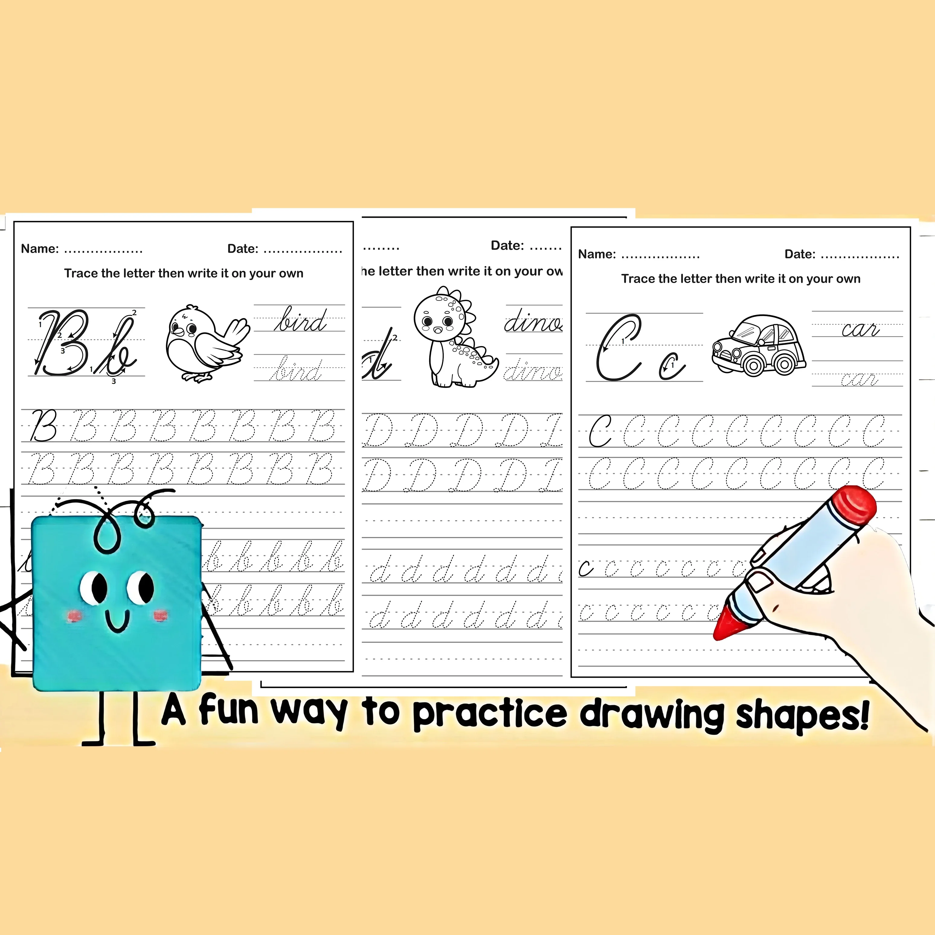 20PCS Letters Alphabet Phonics Practice WorkSheet Learning English Language Kindergarten Writing Coloring Book Worksheets