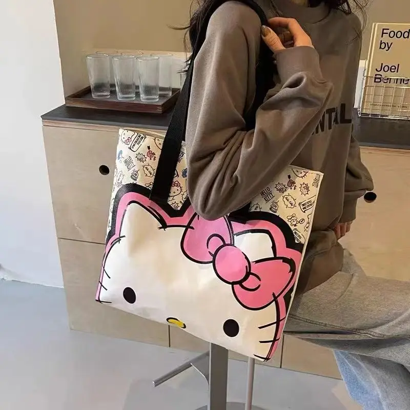 Hello Kitty Lunch Bag, Anime Sanrio Canvas Handbags, Kawaii Water Cup Bag, Saco de armazenamento pequeno bonito, Presente Bentob