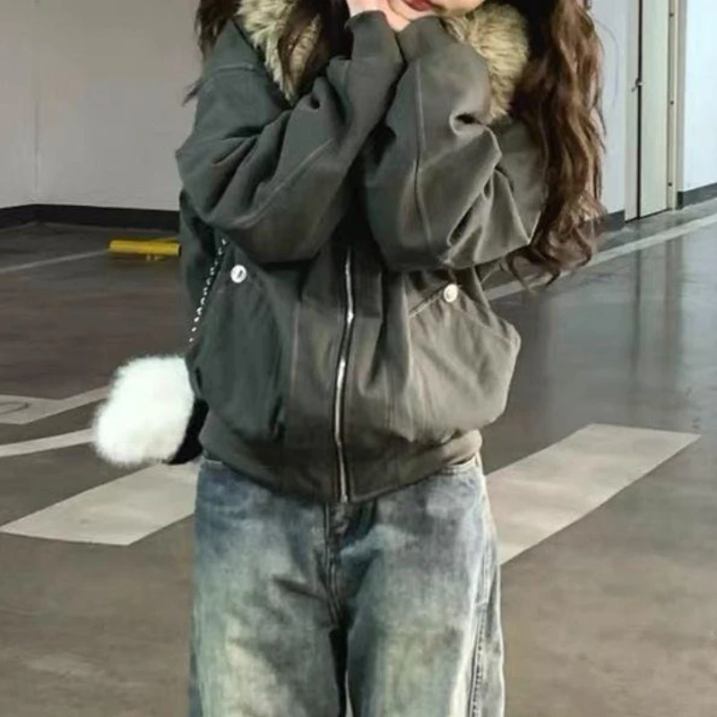 

Women's Cotton Jacket 2025 New Style Zuoshandiao Workwear Cotton Coat Thickened and Fleece-Lined Winter Outerwear