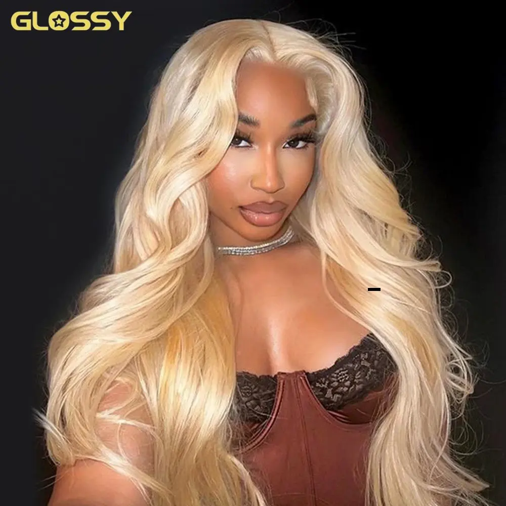 613 Blonde 13x6 Human Hair 13X4 Frontal Blonde Color 18 40 Inch Body Waves Glue-Free Waves Wig 150 Density HD Lace Wig