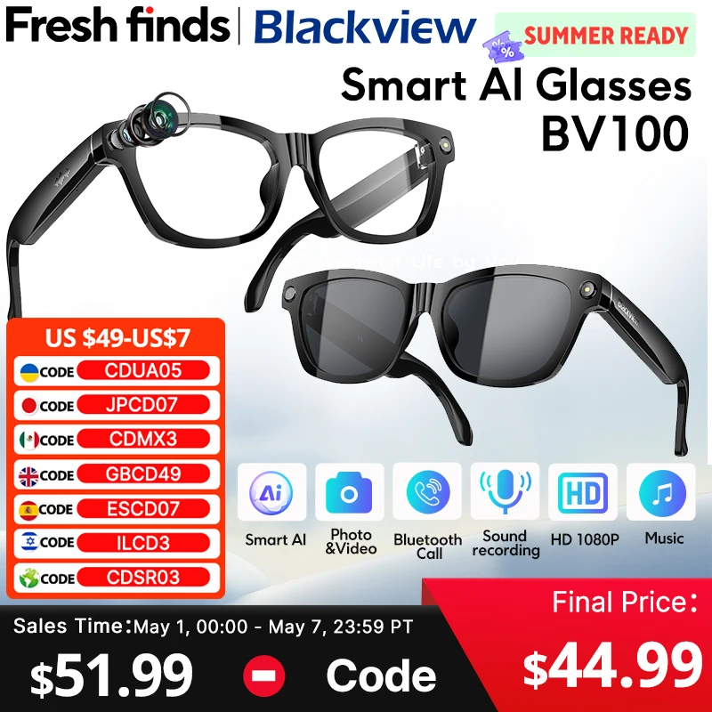 Blackview スマートグラス BV100 偏光サングラス スマートメガネ Amazon.co.jp: [Blackview] 「2026最新」スマートグラス 偏光