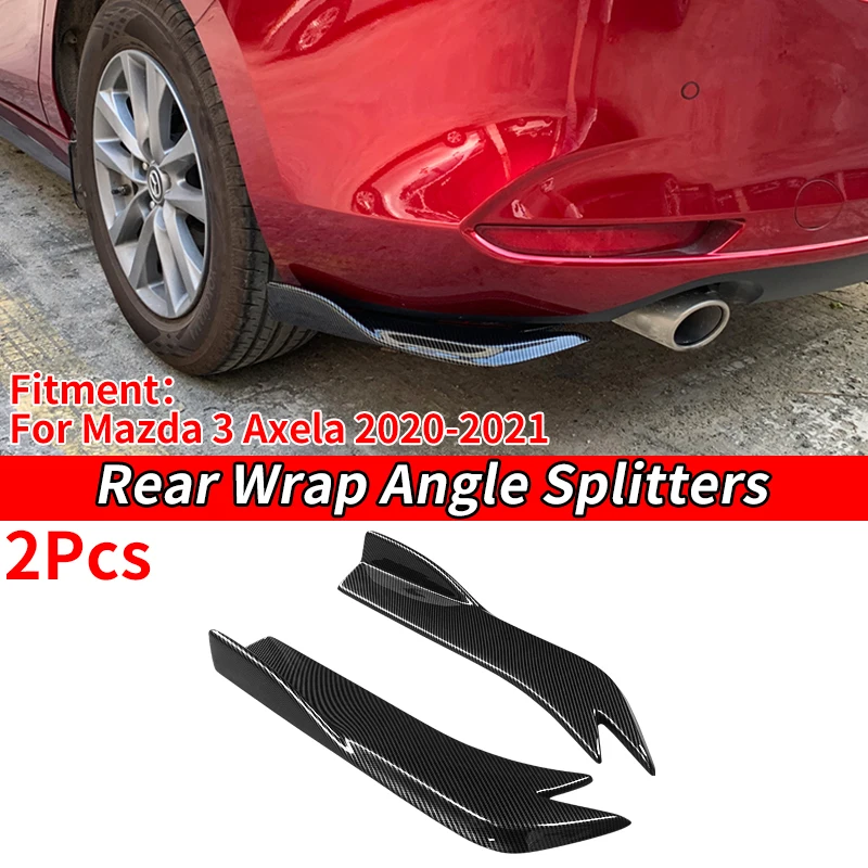 Car Rear Bumper Spoiler Protective Plate Automotive Diffuser Wrap Angle Accessories Carbon Look For Mazda 3 Anxella 2020 2021