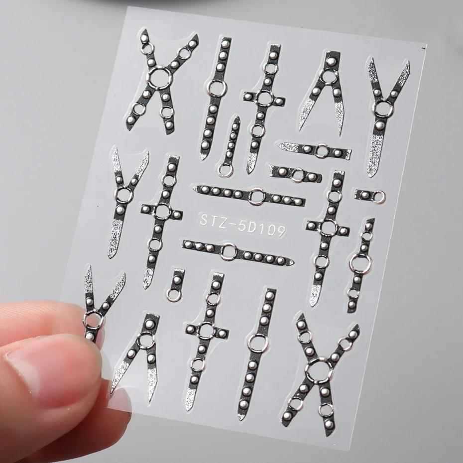 5D القوطية الشرير مسمار الفن ملصق تنقش المشارب بريق مسمار الشارات الأسود ضمادة ذاتية اللصق المتزلجون زينة الهالوين