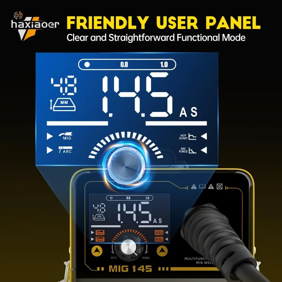 145A MIG Welder 110V Flux Core MIG Welder Machine with 3in1 Functionality for MIG Lift TIG Stick Welding Advanced IGBT Inverter