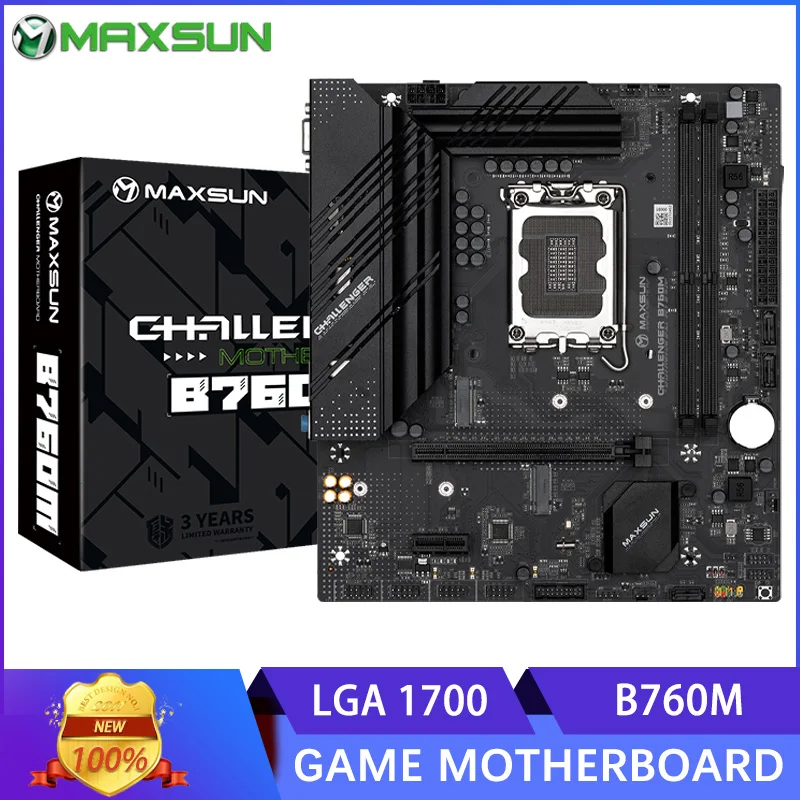 Maxsun-B760M D4 Motherboard, LGA 1700 Suporte, Intel Core i3, i5, i7, i9, Dual Channel, Memória DDR4, Desktop Gaming