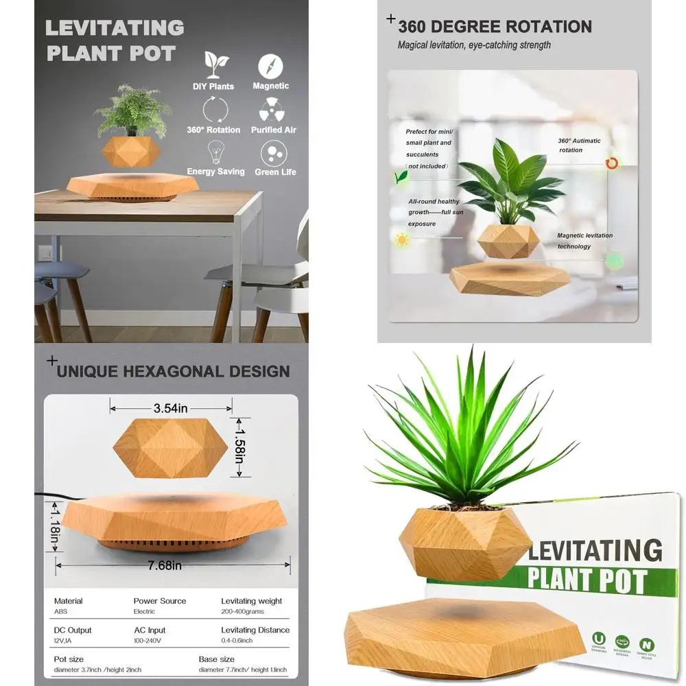

Магнитный левитирующий горшок для растений — воздушный горшок для бонсай для дома и офиса, идеальный подарок на День святого Валентина, День матери, День рождения