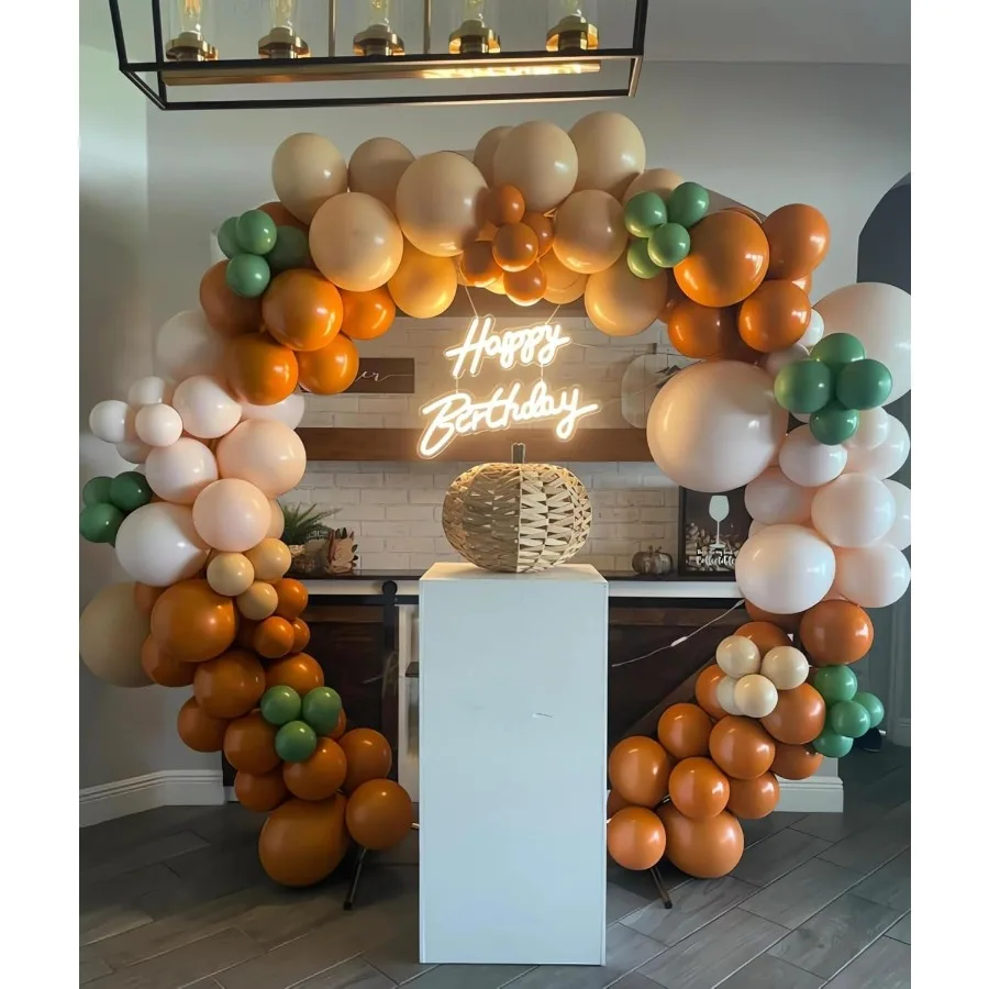 秋のバルーンガーランドアーチキット ダブル マット バーントオレンジ クリーム ピーチ アプリコット テラコッタ ラテックスバルーン 異なるサイズ 18 12 10