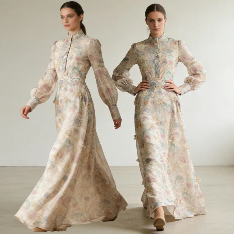 ชุดเซ็ตกระโปรงทรงเอเข้ารูปพร้อมเข็มขัดรัดเอวพิมพ์ลายสไตล์เรโทร 5 สี แฟชั่นสำหรับผู้หญิง