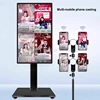 터치 스크린 32 인치 스마트 TV 방송 라이브 장치 바닥 스탠드와 대화 형 피트니스 게임용 회전식 이동식 모니터 4